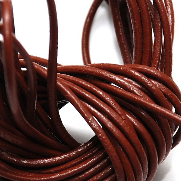 шнур кожаный, цвет коричневый, диаметр 2.5 мм