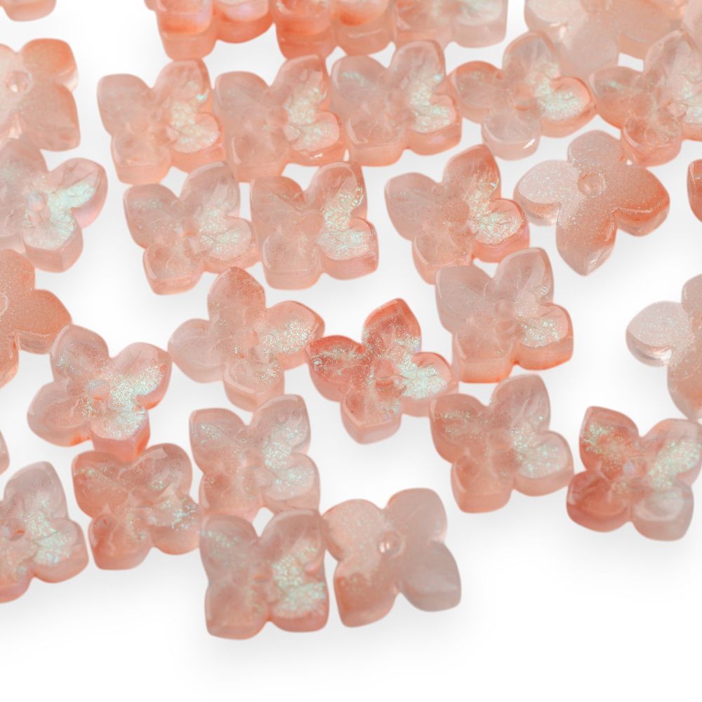 бусина "вероника", стекло, цвет персиковый, 10x10x3.5 мм