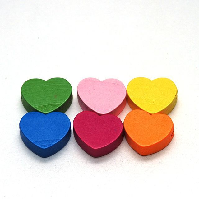 бусина дерево "сердечко", цветовой микс, 18х15х6 мм