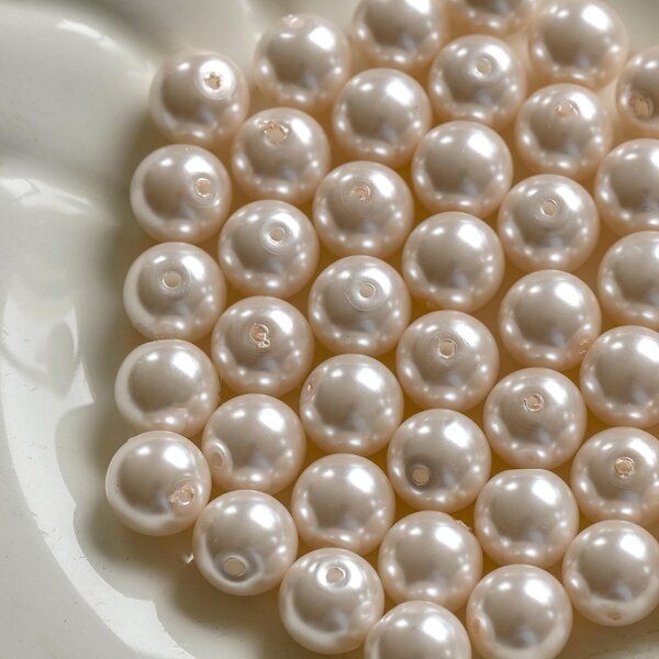 бусина, имитация жемчуга, стекло 10, цвет розовый бледный, 10 мм