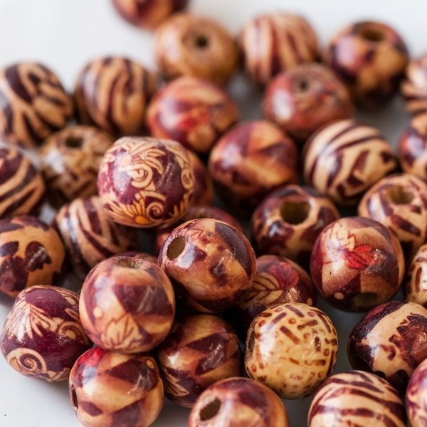 бусина дерево 16, с рисунком, 16х15 мм