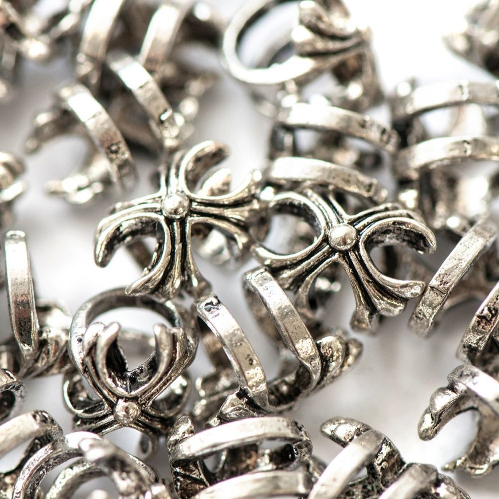 ес бусина металл "крест", цвет античное серебро, 12х9х10 мм