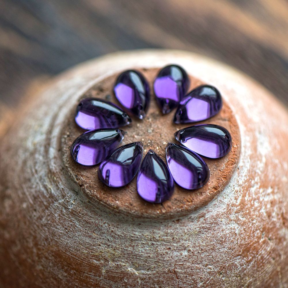стразы пришивные "капля", акрил, цвет фиолетовый, 15х9х6 мм