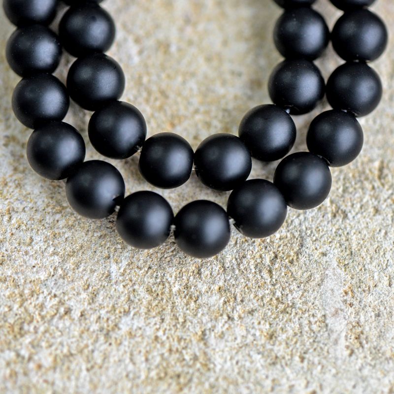 бусина, стекло 6, матовая, цвет черный, 6 мм