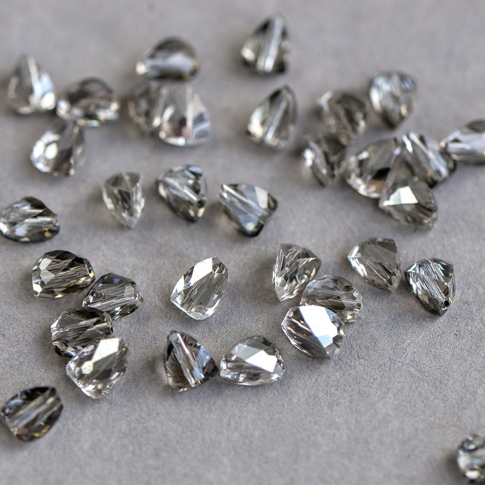 бусина "треугольник", стекло, цвет прозрачный/платиновый, 8x6x6 мм