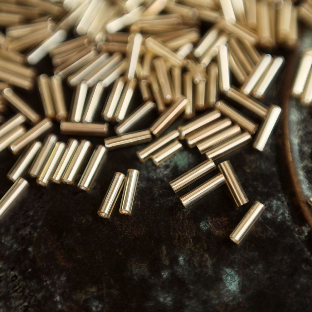 бисер "радуга", стеклярус, цвет темно-золотистый/серебряный (уп 7 г)