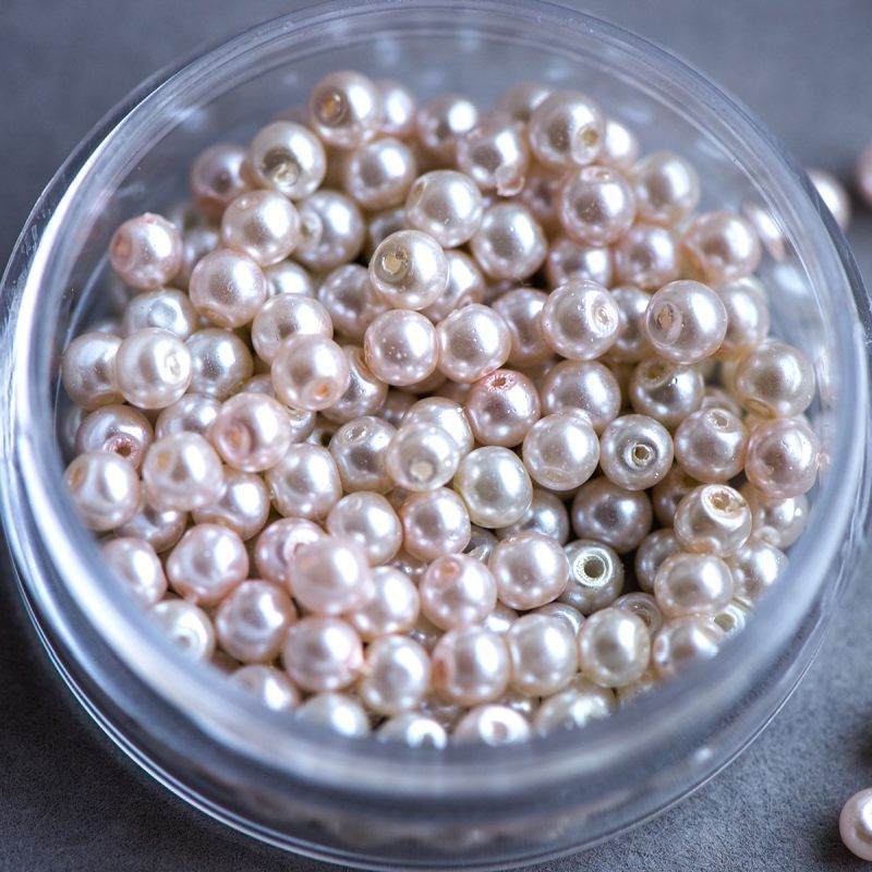 бусина, имитация жемчуга, стекло 4, цвет розовый микс, 4 мм (уп 50+/-5 шт)