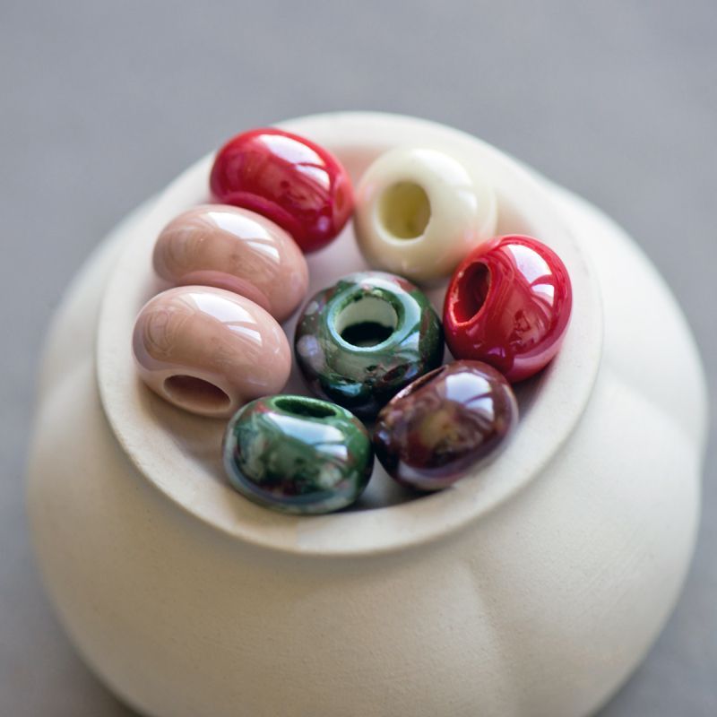 бусина, керамика "антик", абакус, цветовой микс, 15х9 мм