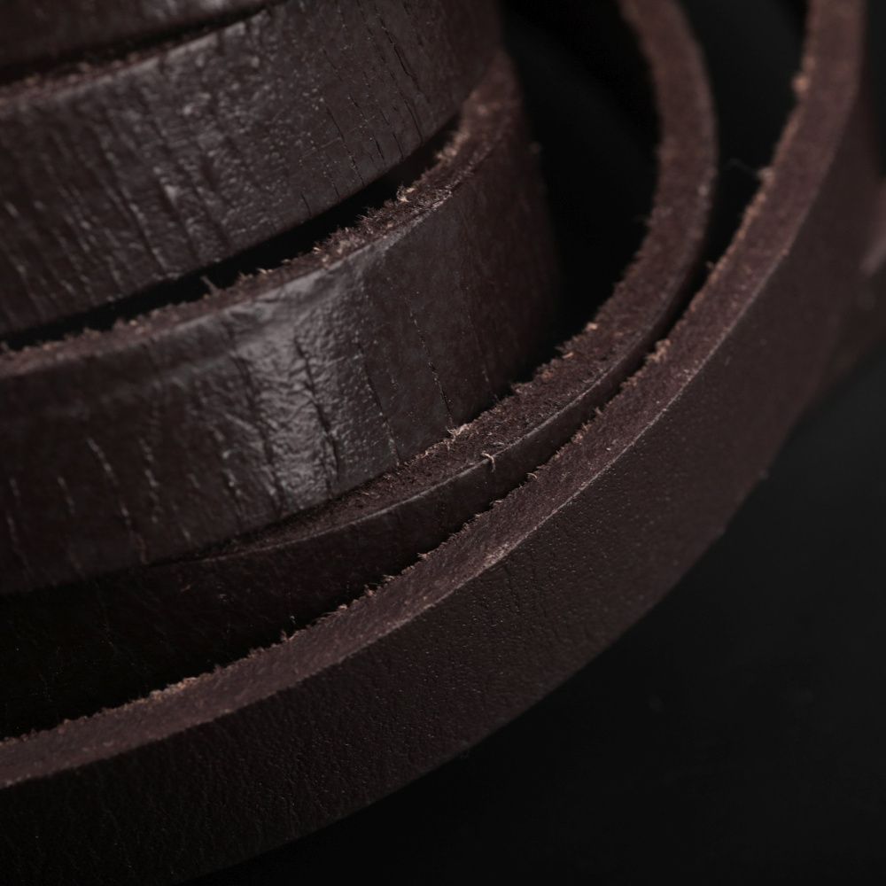 шнур кожаный, плоский, цвет коричневый, 10х2.5 мм