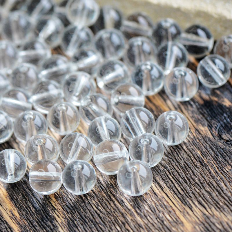 бусина, стекло 8, цвет прозрачный, 8 мм