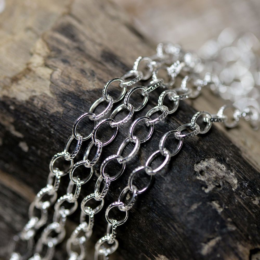 цепочка "даймонд", цвет серебро, звено 8x6x1 мм