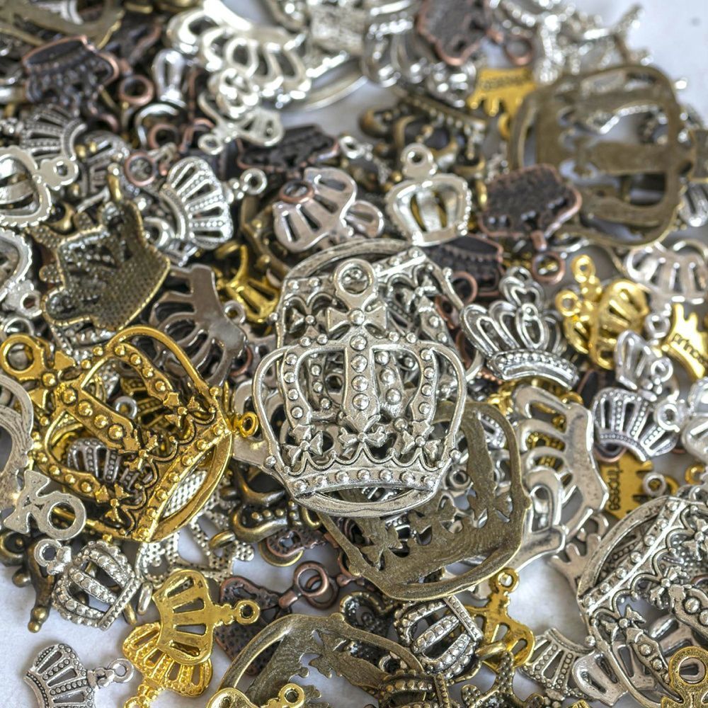 микс металлический из подвесок "короны", цветовой и размерный микс (уп 20 г)