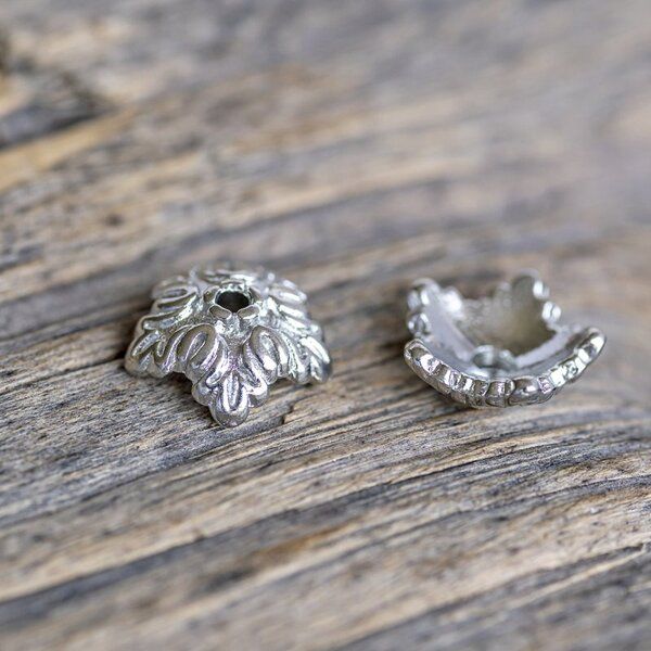 шапочка для бусин "барокко", цвет платина, 10x4 мм