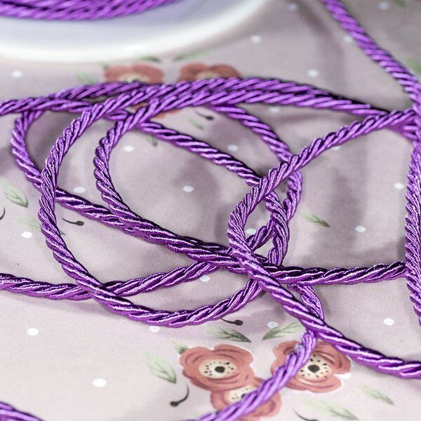шнур витой из полиэстера, цвет лавандовый, 2.5 мм