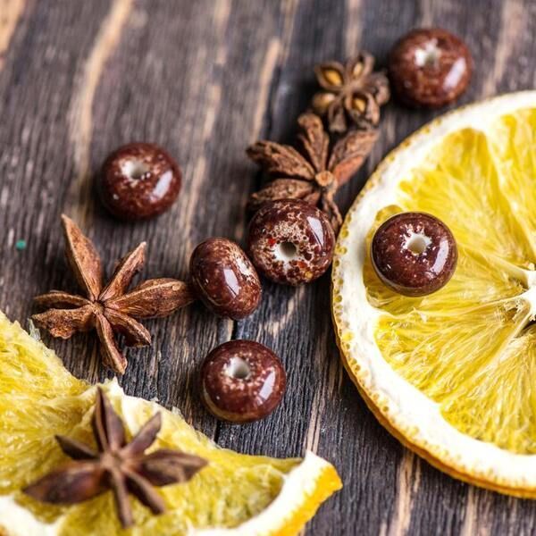 бусина, мурано "пыльца", абакус, цвет шоколадный, 13х9 мм