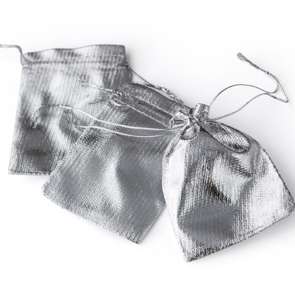 мешочек для украшений, парча, цвет серебро, 9x7 см