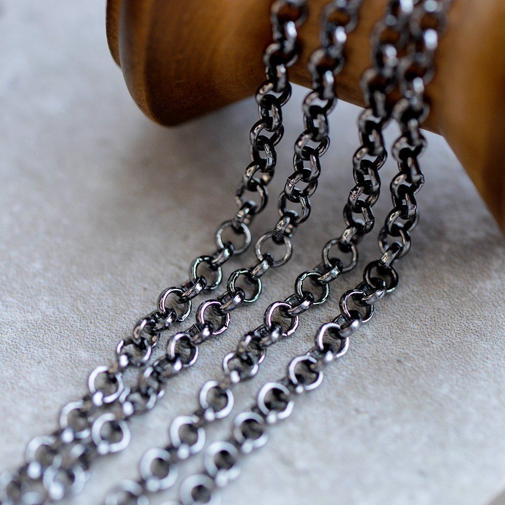 цепочка "раунд", цвет черный, звено 4х1 мм