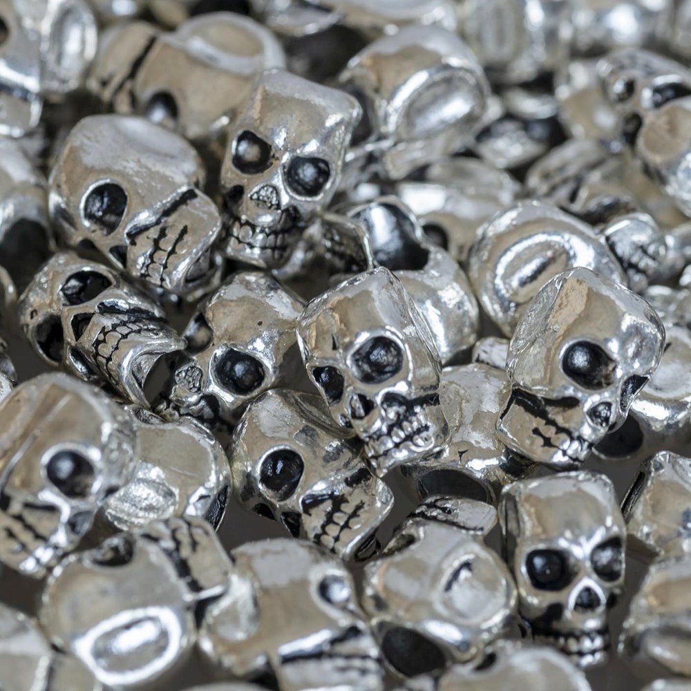 ес бусина металл "череп", цвет античное серебро, 12x9x7.5 мм