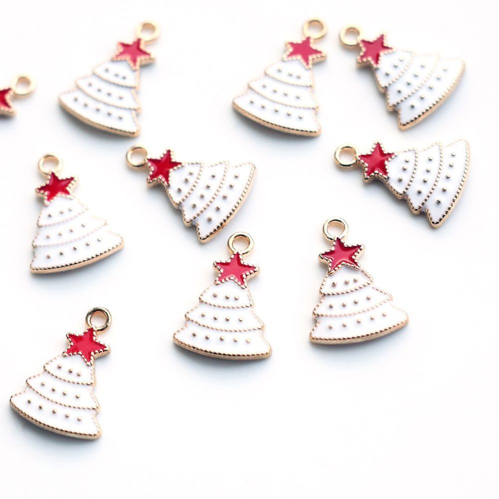 подвеска металлическая "елочка снежная", эмаль, цвет белый, 22x16x3 мм