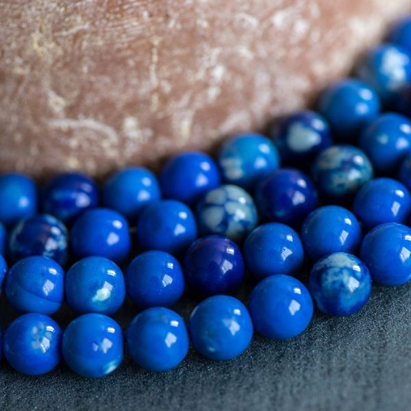 бусина агат 8, цвет синий, колорир., 8 мм (стренд 12 шт.)