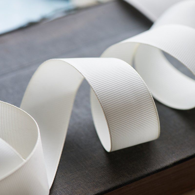 лента репсовая, цвет белый теплый, ширина 25 мм ленты