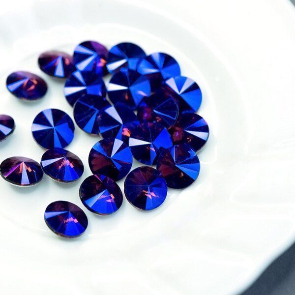 кабошон стекло риволи, цвет lt.ametist ab, 12 мм