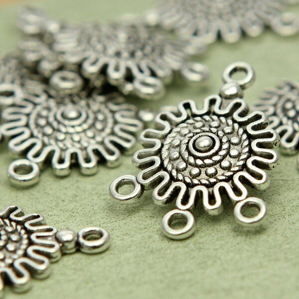 коннектор "клякса", цвет античное серебро, 27х18 мм