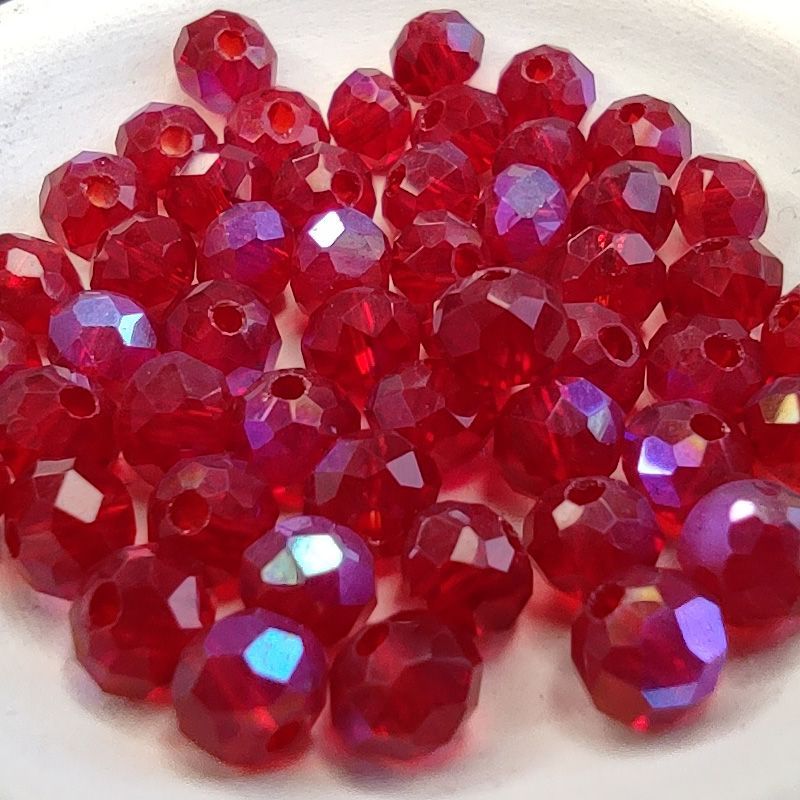 бусина, стекло абакус 4, граненая, цвет темно-красный, 4x3 мм (уп 50+/-10 шт)