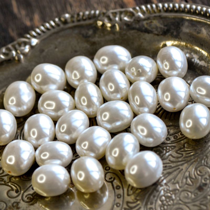 ракушечный жемчуг овальный, класс "а", цвет белый, 16x13 мм