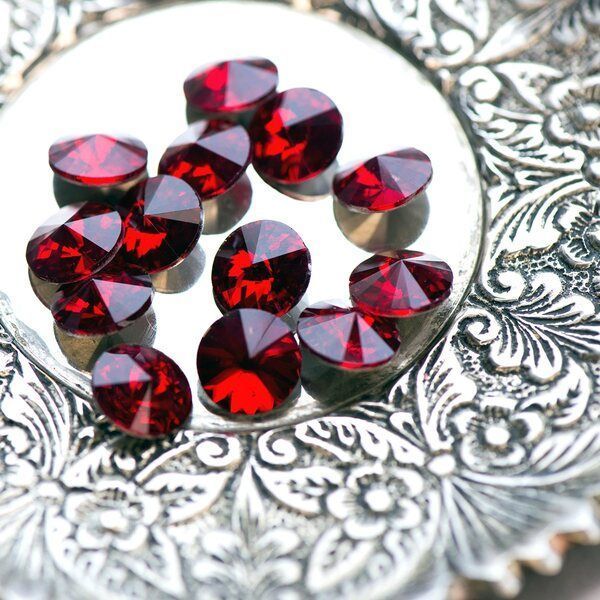 кабошон стекло риволи, цвет siam, 12 мм