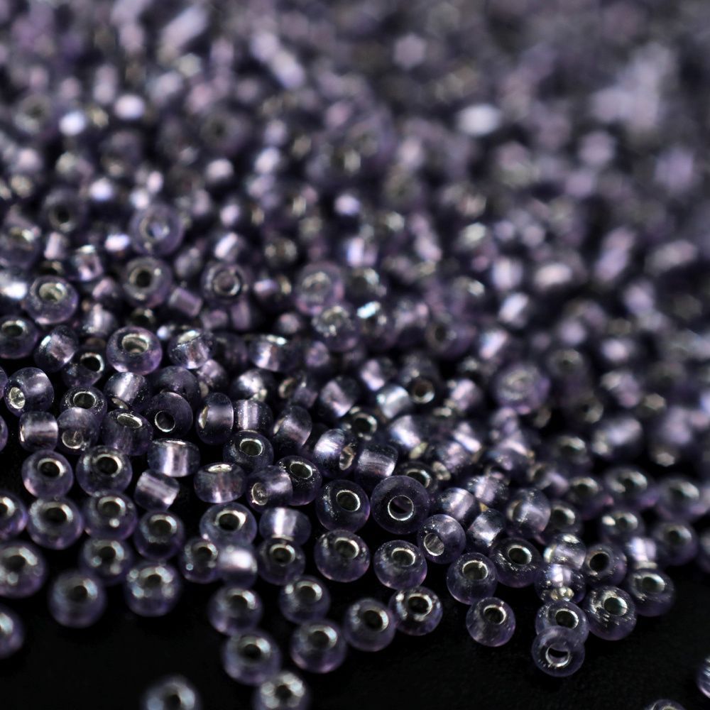 бисер "радуга", цвет сиреневый/серебрение, 12/0 (уп 7 г)
