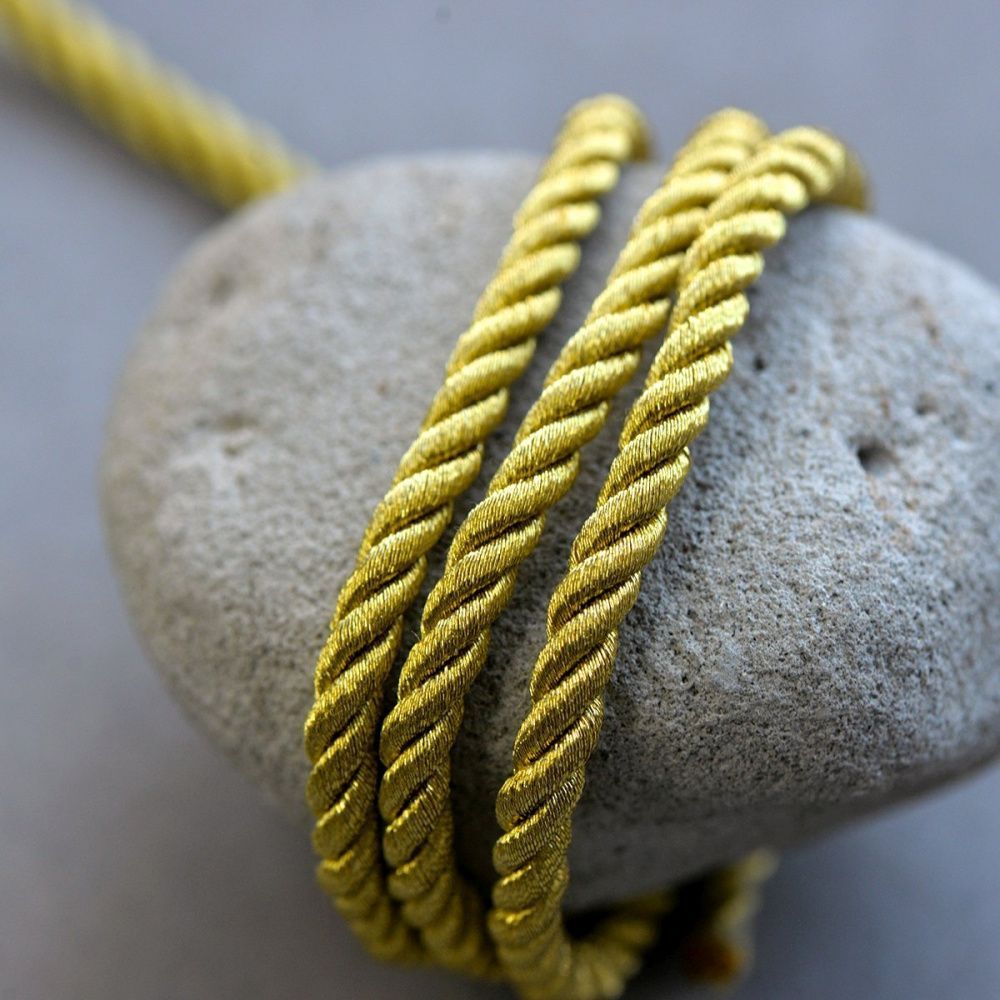 шнур витой из нейлона, цвет золото, 5 мм