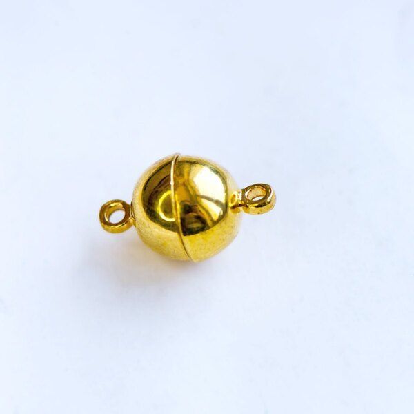 Замочки застежка магнитная "шарик", цвет золото, 16х10 мм