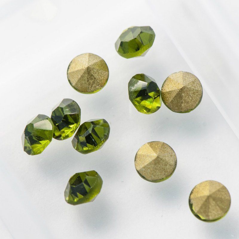 стразы горный хрусталь, цвет оливковый, 3.6 мм (уп 10 шт)