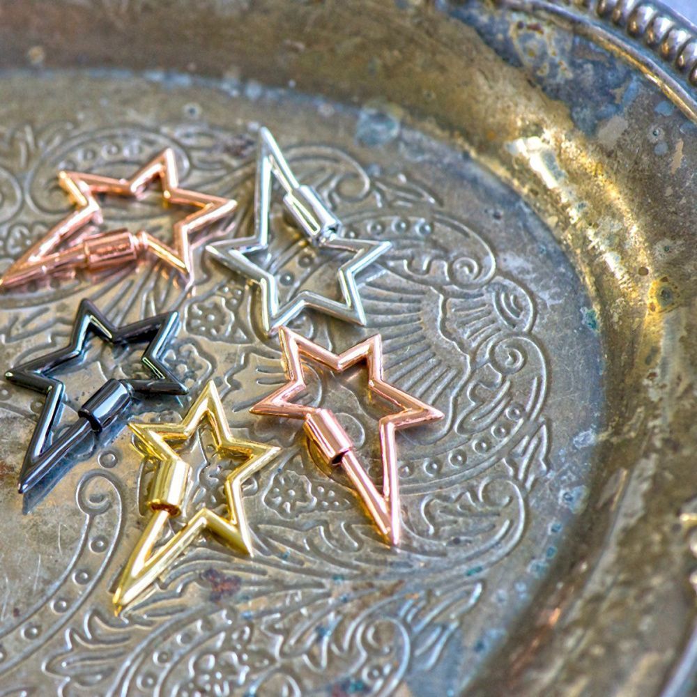 замочек-карабин "стар", цветовой микс, 30x18x2-4 мм