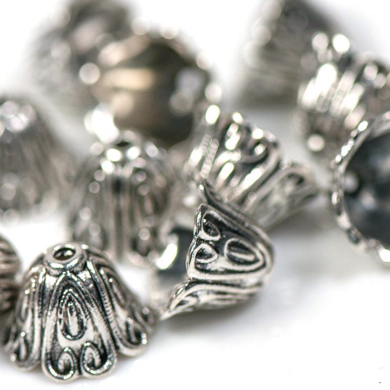 колпачок для бусин "марушин", цвет античное серебро, 15x10 мм
