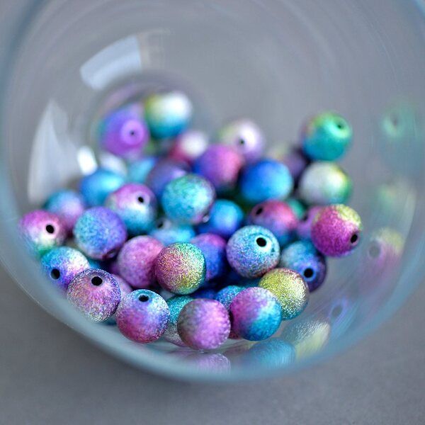 бусина, акрил "бензин", цветовой микс, 10 мм