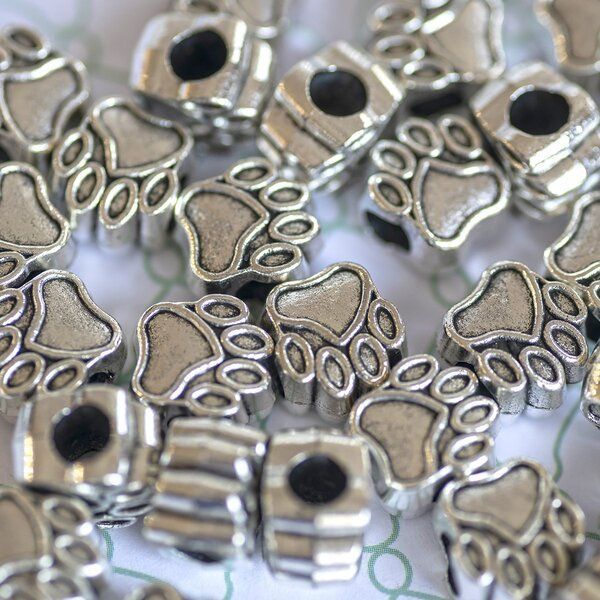 ес бусина металл "лапа", цвет античное серебро, 11х11х8 мм