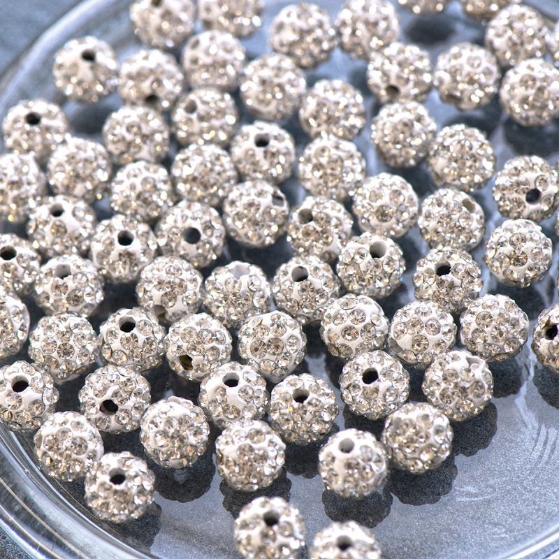 бусина "шамбала" 8, цвет белый, 8 мм