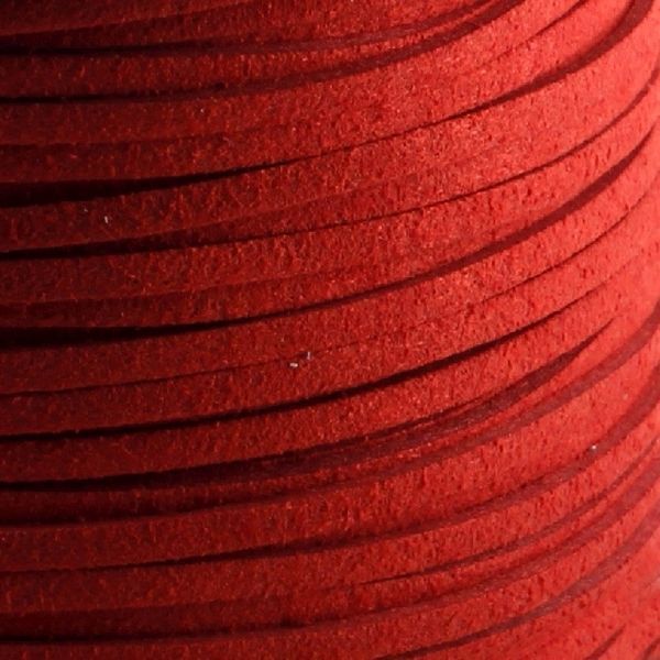 шнур из искусственной замши, красный, 3х1.5 мм