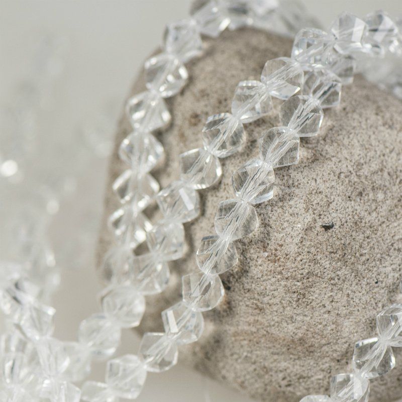 бусина, стекло "яблоко" 8, граненая, цвет прозрачный, 8х8 мм