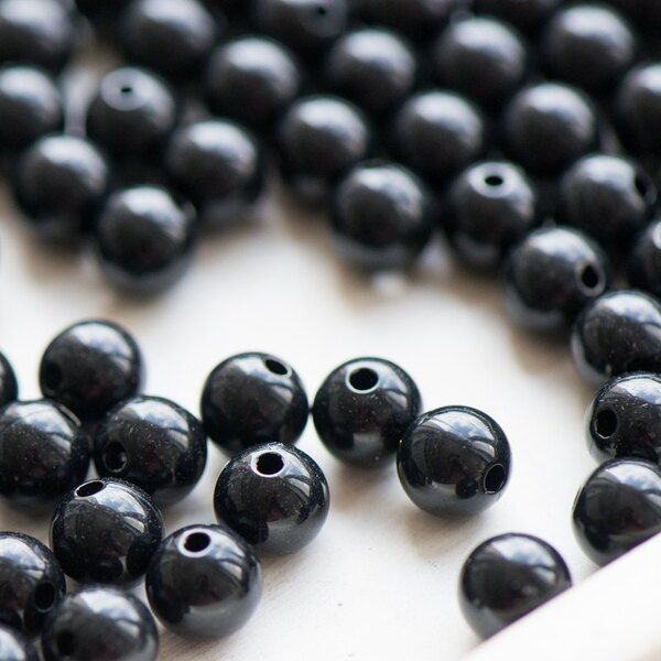 бусина, акрил 8, цвет черный, 8 мм