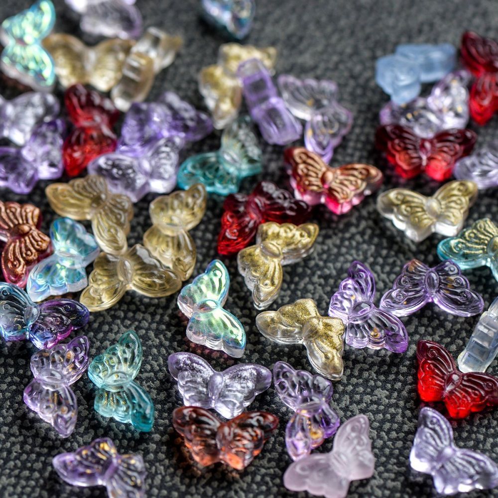 бусина "бабочка ночная", стекло, цветовой микс, 15x8x4.5 мм