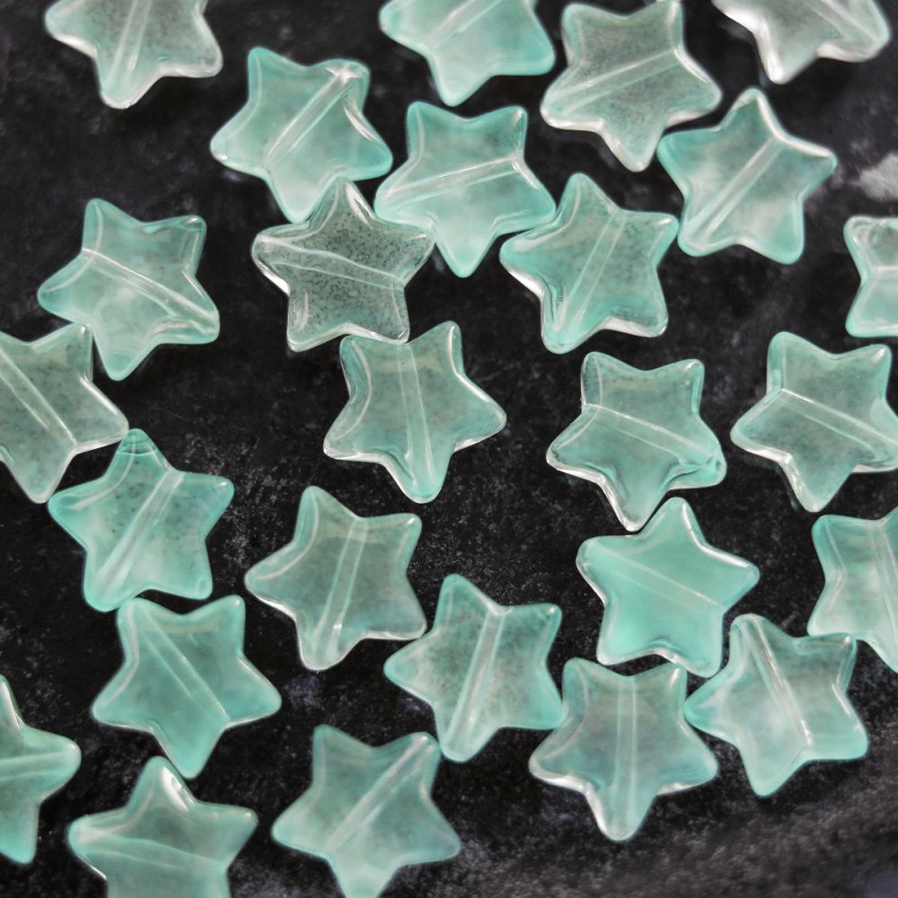 бусина "звездочка", стекло, цвет светло-бирюзовый, 10x10x4 мм