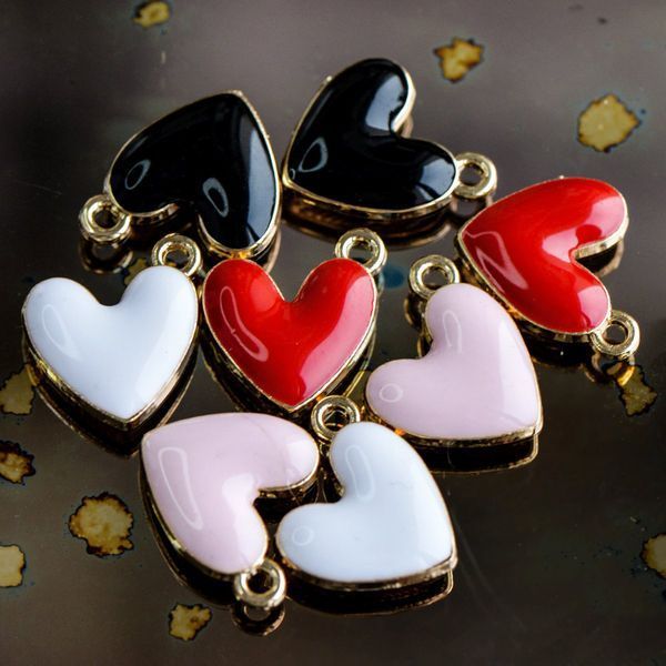 подвеска металлическая "харт", эмаль, цвет светлое золото, 16x15x3 мм