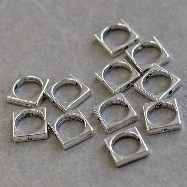 рамка для бусин "каре", цвет античное серебро, 11x11x3 мм