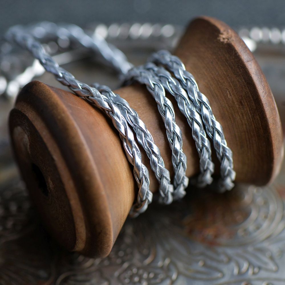 шнур, имитация кожи, плетеный, цвет серебристый, 3 мм