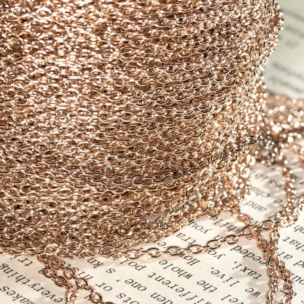 цепочка "кросс", цвет золото розовое, звено 3x2x0.5 мм