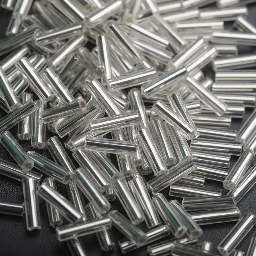 бисер "радуга", стеклярус, цвет белый/серебряный (уп 7 г)