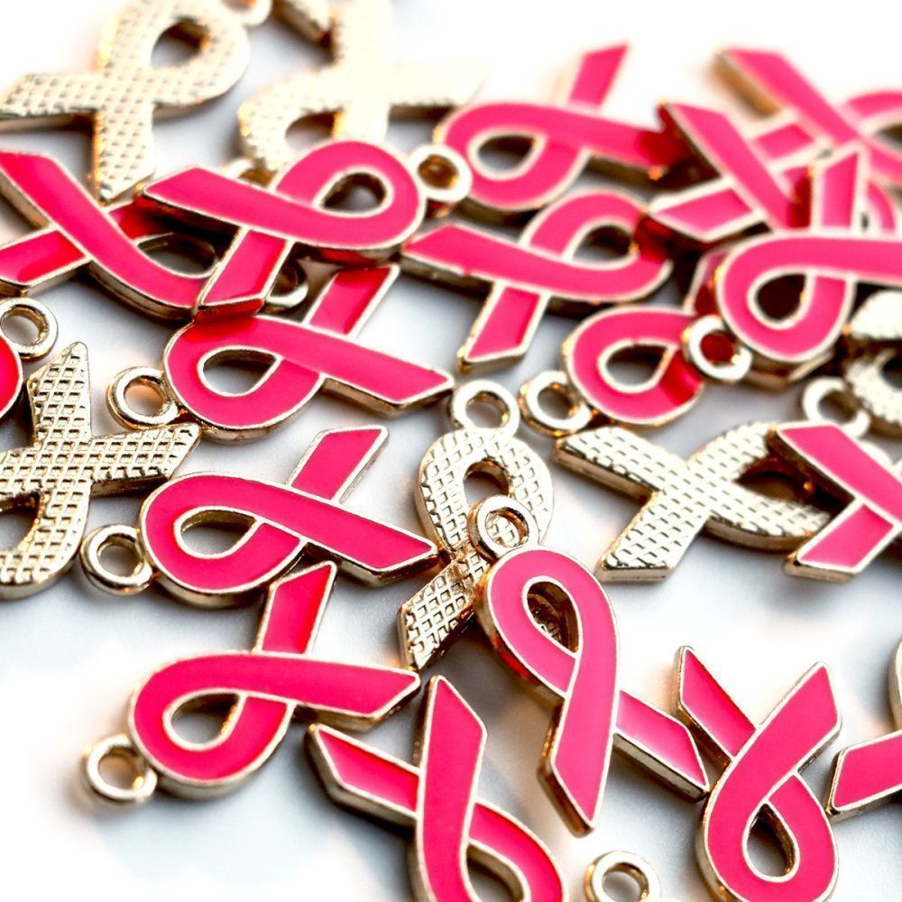 подвеска металлическая "ленточка", эмаль, цвет розовый яркий, 20x10x2 мм